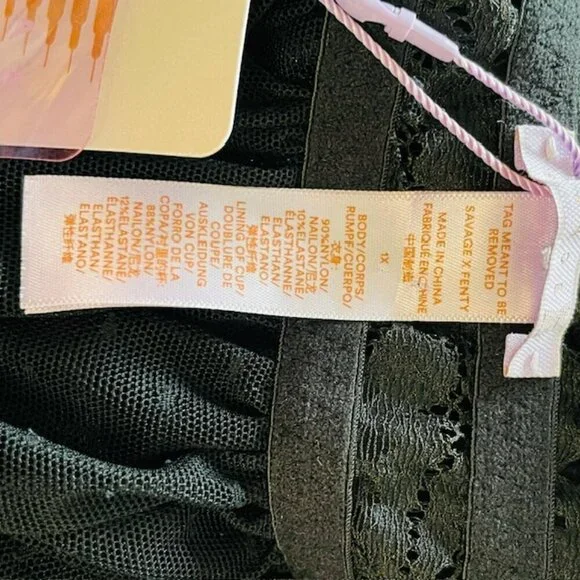 Savage X Fenty NWT Black Lace Trim Sheer Babydoll Nightie 1X New - Picture 8 of 9